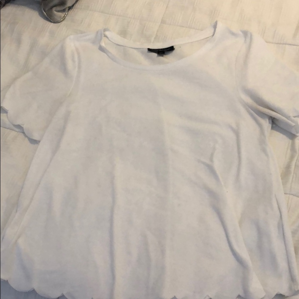 Top Shop White Ruffle Sleeve Top